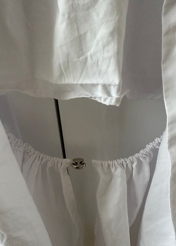 Düğmeli Beyaz Pamuklu Gömlek - Görsel 3