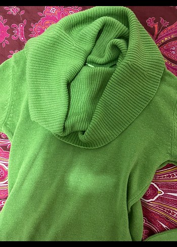 Yeşil  Balıkçı Yaka Kadın Kazak - Görsel 2