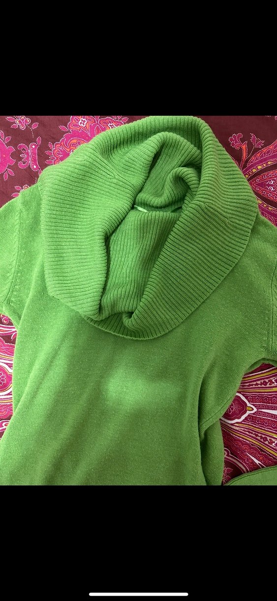 Yeşil  Balıkçı Yaka Kadın Kazak - Görsel 2