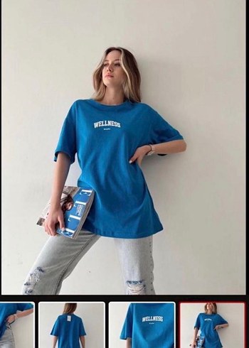 Yeşil Baskılı Oversize Kadın Tişört - Görsel 5