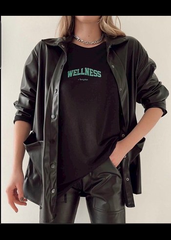 Yeşil Baskılı Oversize Kadın Tişört - Görsel 8