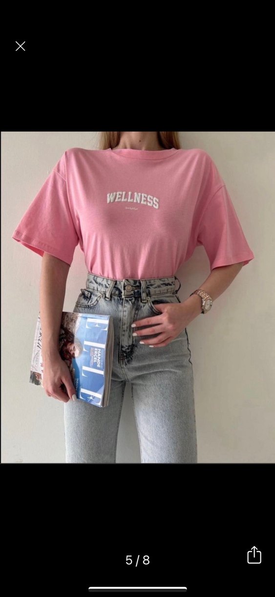 Yeşil Baskılı Oversize Kadın Tişört - Görsel 4