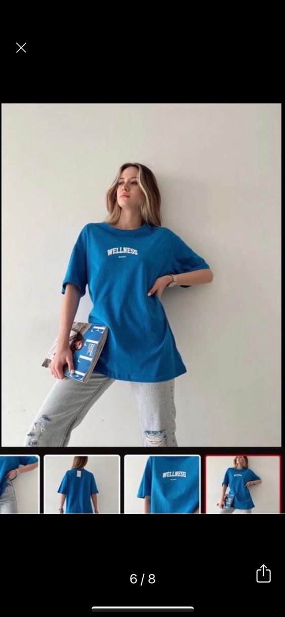 Yeşil Baskılı Oversize Kadın Tişört - Görsel 5