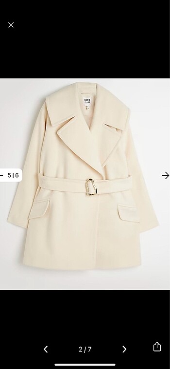 l Beden River island Ekru kaşe kaban