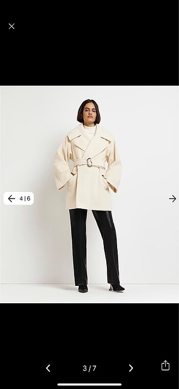 l Beden beyaz Renk River island Ekru kaşe kaban