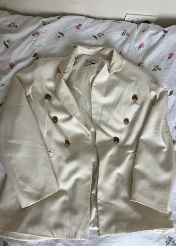 Diğer Düğmeli Beyaz Kadın Blazer Ceket