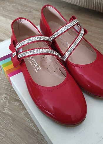 Kız Çocuk Kırmızı Tokalı Babet Ayakkabı - Görsel 2