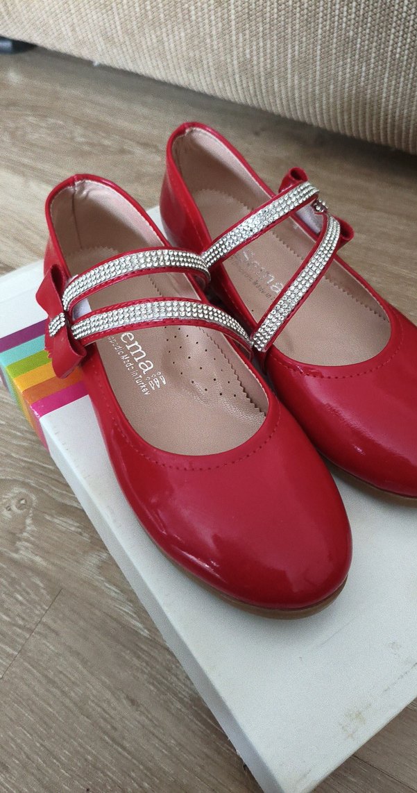 Kız Çocuk Kırmızı Tokalı Babet Ayakkabı - Görsel 2