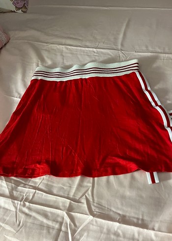 Kırmızı penye Spor Mini Etek - Görsel 2