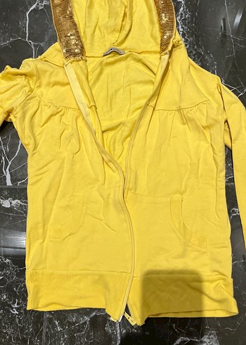 Sarı Parlak Kapüşonlu Kadın Ceket - Görsel 4