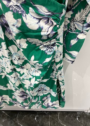 Soft surroundings marka Yeşil Çiçek Desenli drapeli kadın elbise - Görsel 4