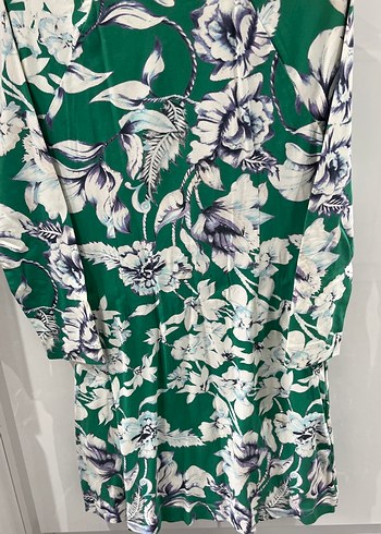 Soft surroundings marka Yeşil Çiçek Desenli drapeli kadın elbise - Görsel 5