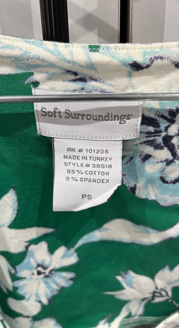 Soft surroundings marka Yeşil Çiçek Desenli drapeli kadın elbise - Görsel 3