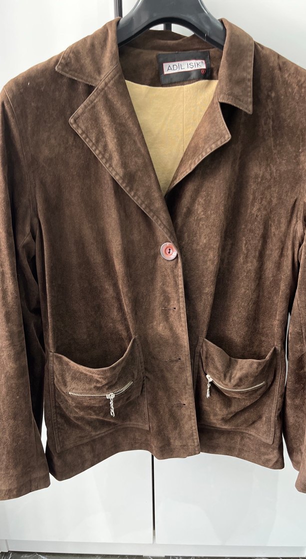 Kahverengi Süet Kadın Deri Ceket - Görsel 3