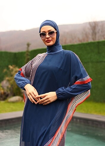 Pareolu tam kapalı tesettür mayo takımı