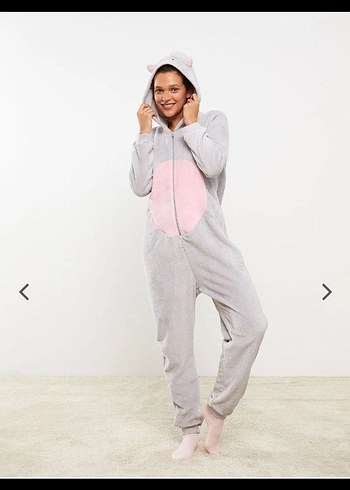 Gri Kapüşonlu Kadın Tulum Pijama