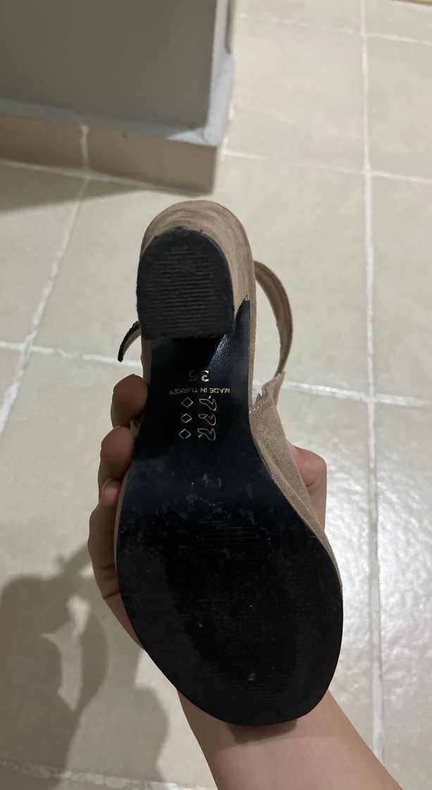 Bej Süet Tokalı Stiletto Kadın Ayakkabı - Görsel 3