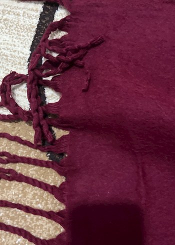 Bordo Kadın Şal, Dökümlü, Yumuşak Kumaş - Görsel 3