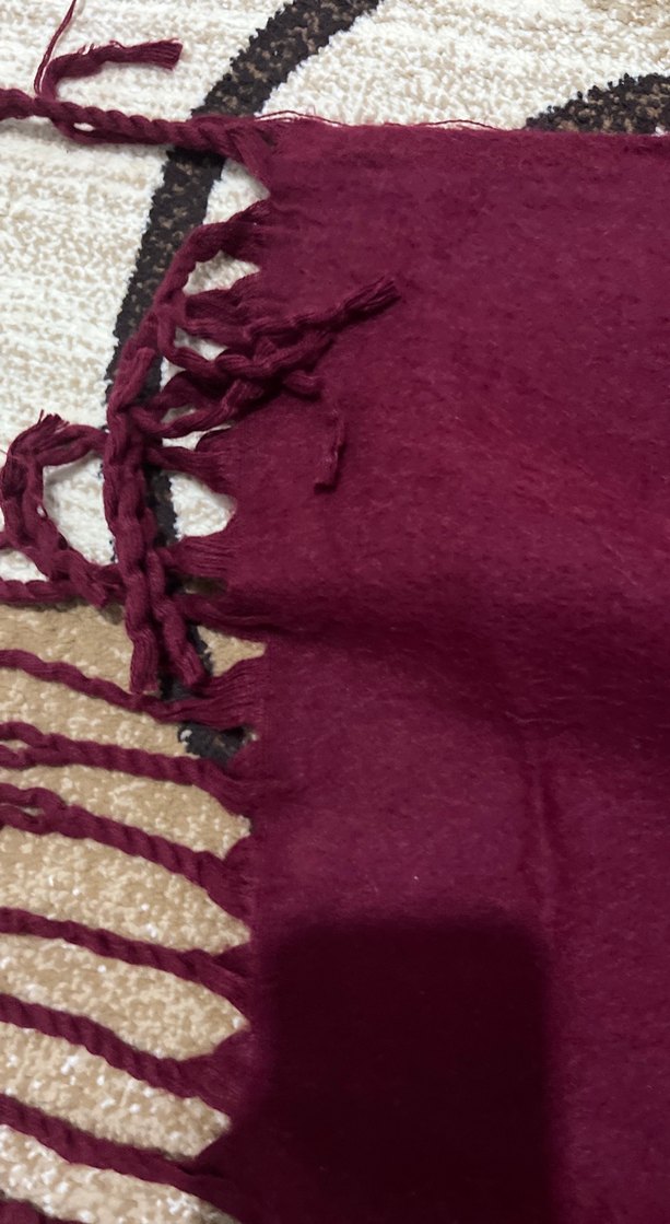 Bordo Kadın Şal, Dökümlü, Yumuşak Kumaş - Görsel 3