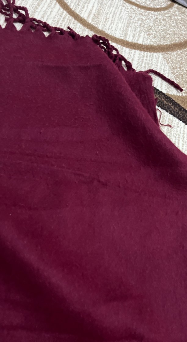 Bordo Kadın Şal, Dökümlü, Yumuşak Kumaş - Görsel 2