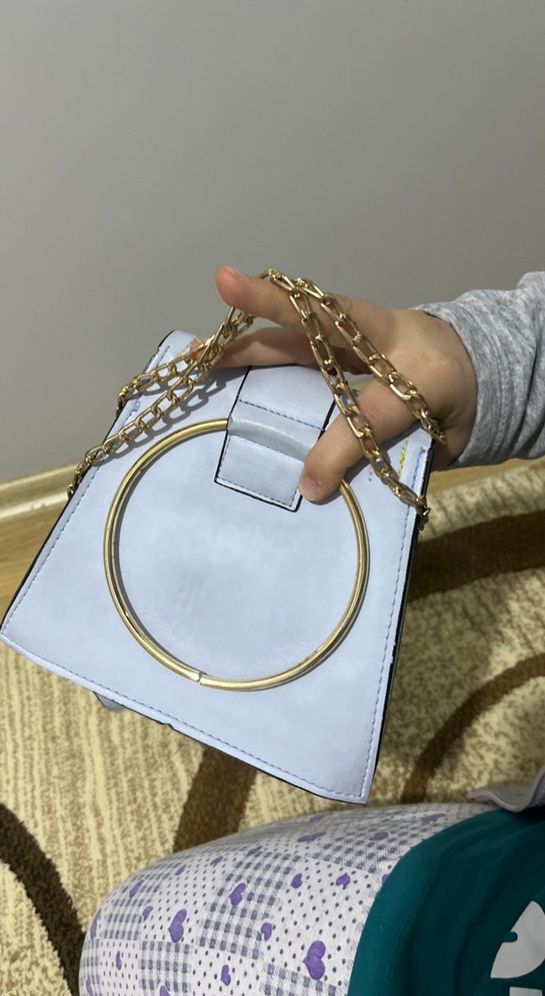 Mavi Süet Kadın Çanta Tokalı - Görsel 5