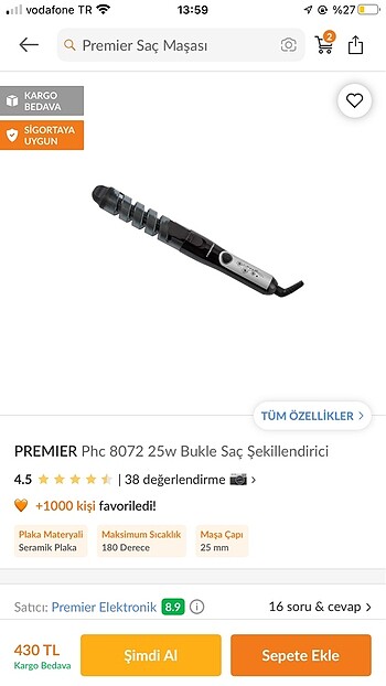 Premier saç maşası