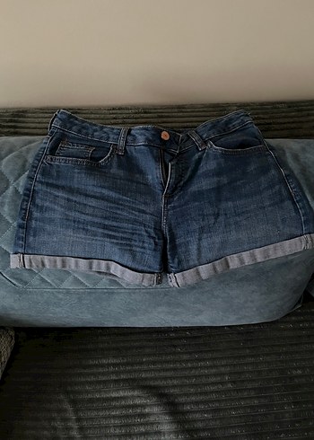 Kadın Kot Mini Şort Koyu Mavi - Görsel 5