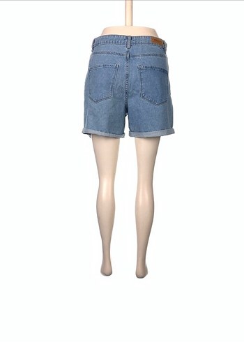 Mavi Bol Kesim Mini Denim Şort - Görsel 3