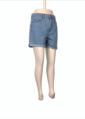 Mavi Bol Kesim Mini Denim Şort - Görsel 2