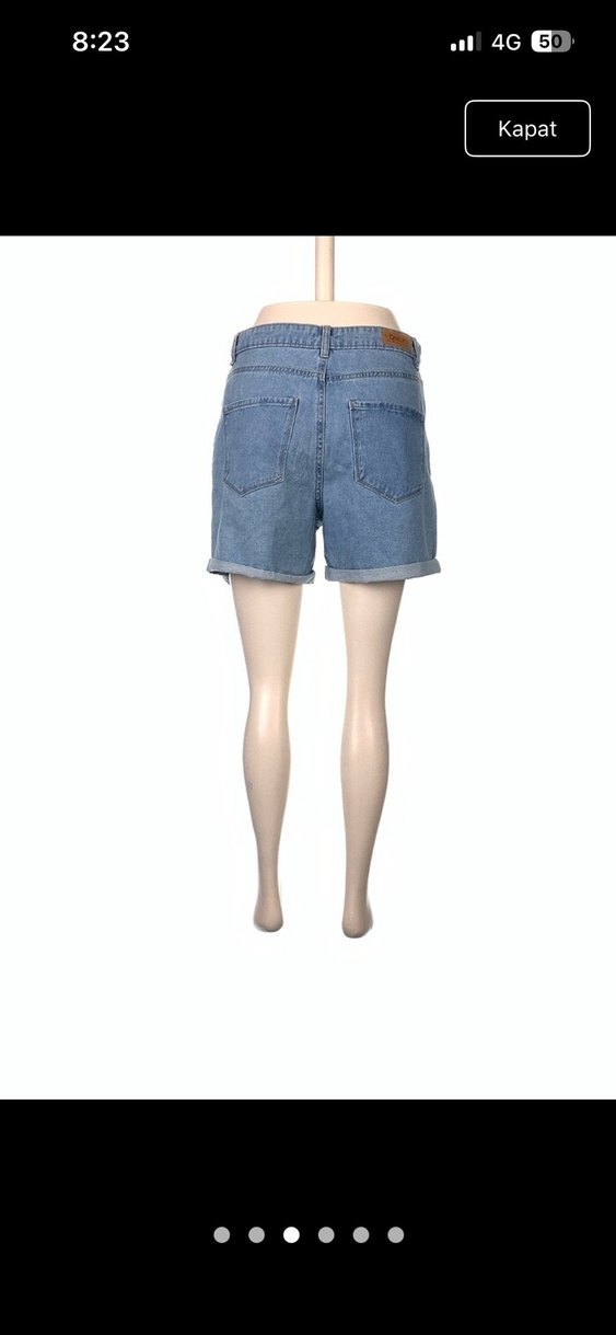 Mavi Bol Kesim Mini Denim Şort - Görsel 3