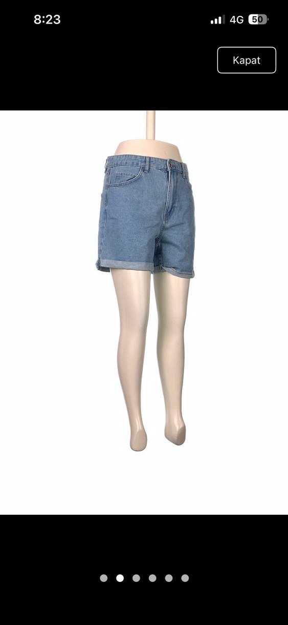Mavi Bol Kesim Mini Denim Şort - Görsel 2