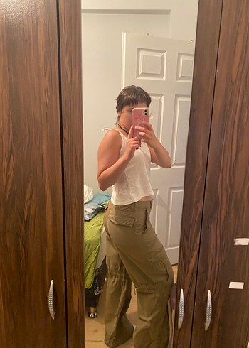 Kadın Haki paraşüt pantolon - Görsel 2