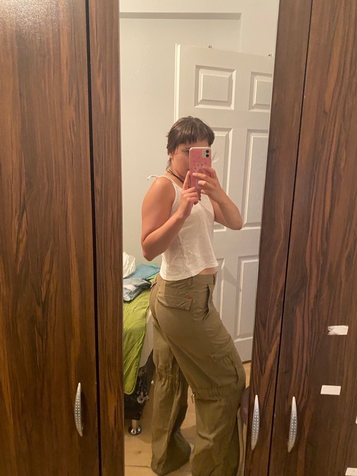 Kadın Haki paraşüt pantolon - Görsel 2