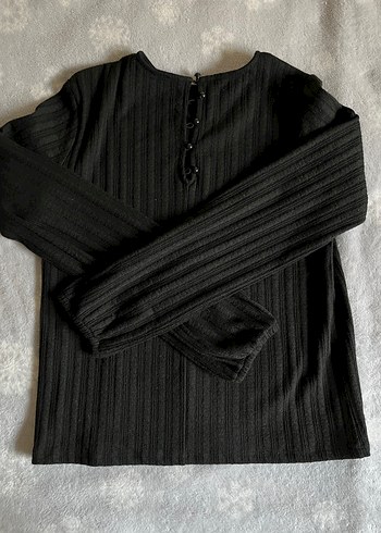 Kadın Siyah Pilili Uzun Kollu ince Kazak - Görsel 2