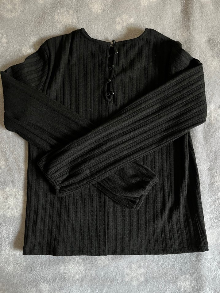 Kadın Siyah Pilili Uzun Kollu ince Kazak - Görsel 2