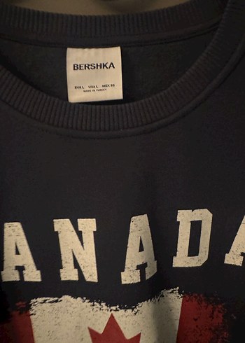 Bershka Bershka Siyah Kanada Baskılı Kadın Sweatshirt