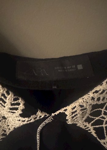 Zara Zara elbise Dantelli V Yakalı Siyah Uzun Elbise
