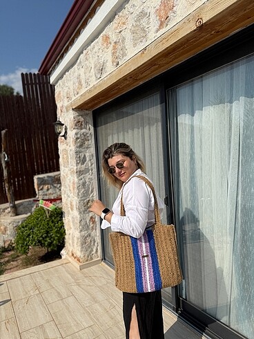  Beden kahverengi Renk Vakkorama hasır plaj çantası