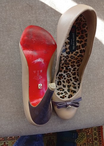 Bej Leopar Desenli Dolgu Topuklu Stiletto - Görsel 3