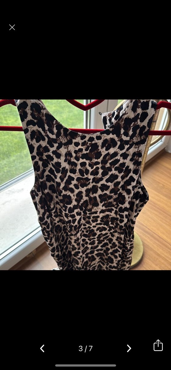 Leopar Desenli V Yakalı Uzun Elbise - Görsel 2