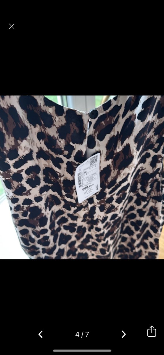 Leopar Desenli V Yakalı Uzun Elbise - Görsel 3