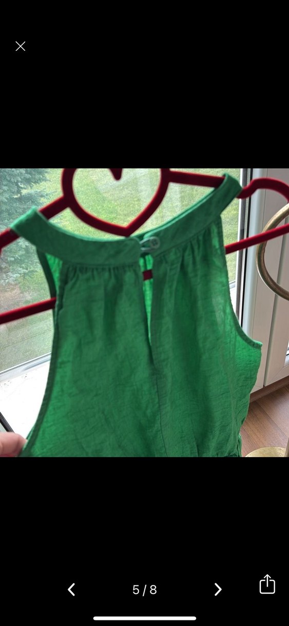 Yeşil Kolsuz Uzun Keten Elbise - Görsel 3