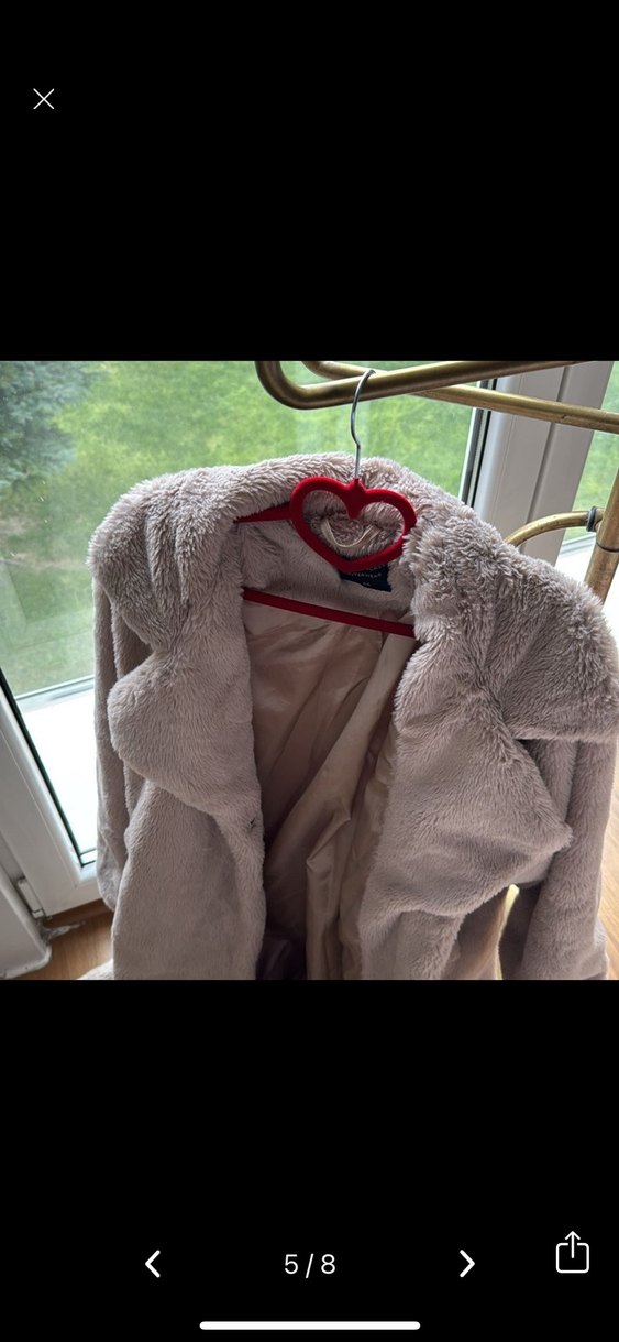 Bej Uzun Peluş Kadın Kaban - Görsel 2