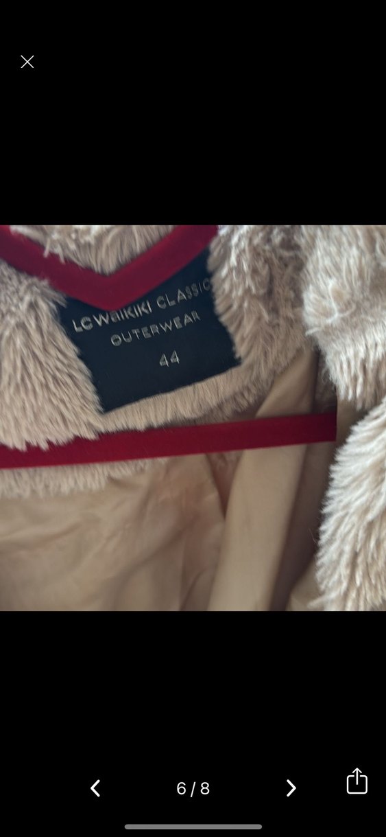 Bej Uzun Peluş Kadın Kaban - Görsel 3