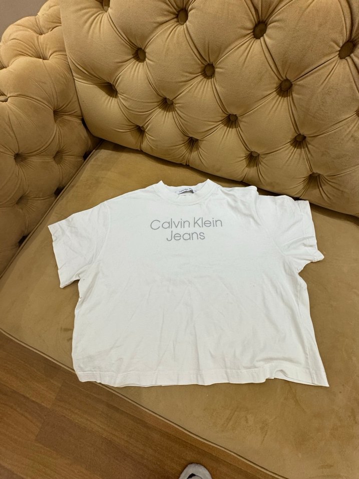 Calvin Klein Beyaz Kadın Tişört - Görsel 5