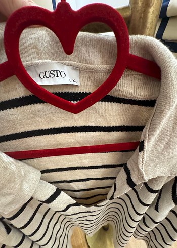 Çizgili Gri Kadın Örgü Kazak - Görsel 3