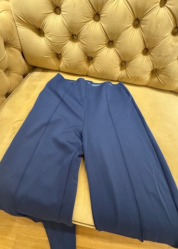 Drapeli Lacivert Kadın Kumaş Pantolon - Görsel 2