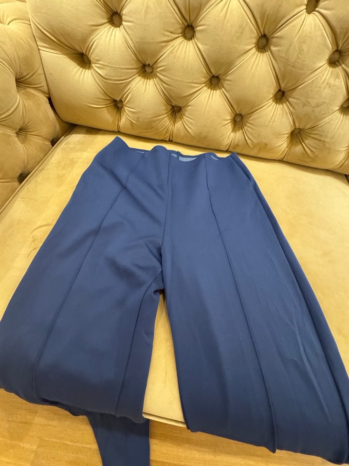 Drapeli Lacivert Kadın Kumaş Pantolon - Görsel 2