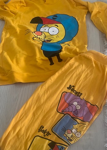 Erkek Çocuk Sarı Kapüşonlu Baskılı Sweatshirt - Görsel 3