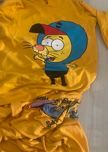 Erkek Çocuk Sarı Kapüşonlu Baskılı Sweatshirt - Görsel 2